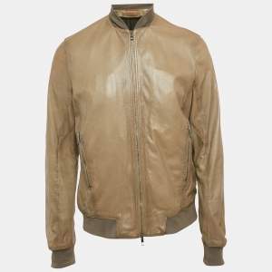Valentino Grey Leather Zip-Up Jacket XL