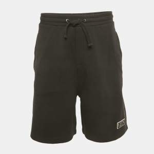 Pre Owned Valentino Black Logo Silicon Applique Cotton Shorts XL