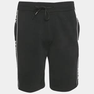 Pre Owned Valentino Black Logo Intarsia Knit Drawstring Shorts S