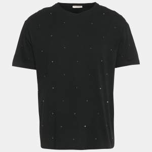 Pre Owned Valentino Black Rockstud Jersey Short Sleeve T-Shirt XL