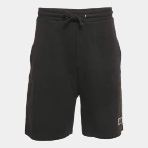 Pre Owned Valentino Black Cotton Blend Logo Applique Shorts XL