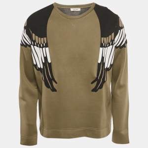 مملوكة مسبقًا Valentino Green Eagle Applique Technical Jersey Sweatshirt L
