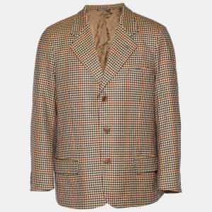 Pre Owned Valentino Brown Houndstooth Tailored Blazer L
