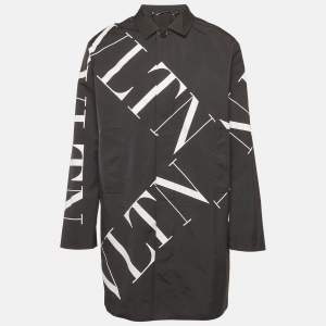 Pre Owned Valentino Black Logo printed Synthetic Parka Jacket XL