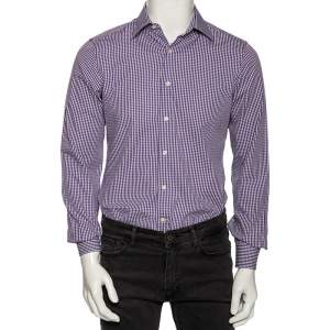 Valentino Purple Check Cotton Button Front Shirt M 