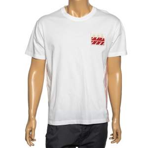Valentino White Cotton Bead Embellished Contrast Trimmed T-Shirt M