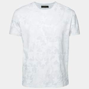 Valentino White Cotton Star Printed Crew Neck Short Sleeve T-Shirt S