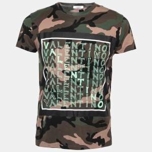 Valentino Green Camouflage Printed Cotton T-Shirt S