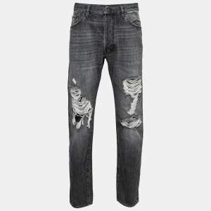 Valentino Grey Distressed Denim Selvedge Jeans L Waist 34" 