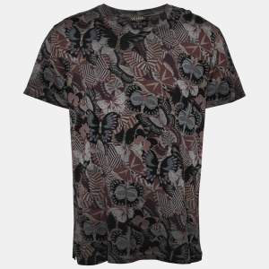 Valentino Black Multicolor Butterfly Print Cotton T-Shirt M