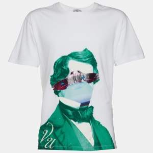 Valentino x Undercover White V Face UFO Print Cotton Crew Neck T-Shirt L 
