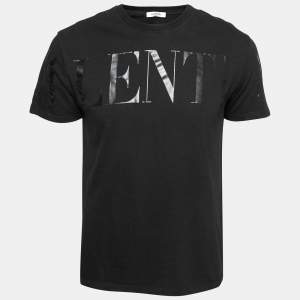 Valentino Black Cotton Logo Printed Short Sleeve T-Shirt M