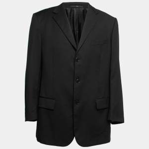 Valentino Vintage Black Wool Single-Breasted Blazer 2XL