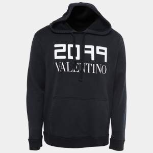 Valentino Black 2099 Printed Cotton Hoodie L