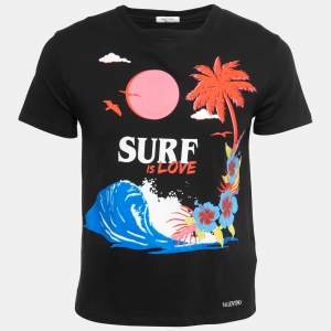 Valentino Black Surf Print Cotton T-Shirt S