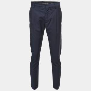 Valentino Navy Blue Wool & Mohair Trousers S