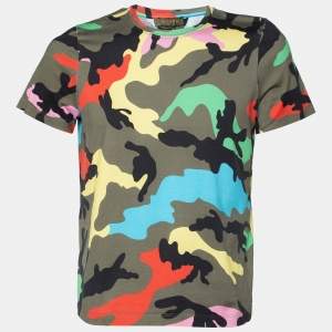 Valentino Multicolor Camo Printed cotton Knit Crewneck T-Shirt M