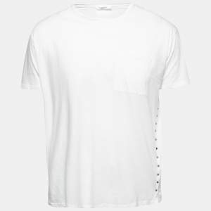 Valentino White Cotton Studded Crewneck T-Shirt L