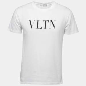 Valentino White Cotton Logo Print Crew Neck Half Sleeve T-Shirt S