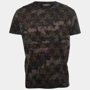 Valentino Camo Star Printed Cotton Knit T-Shirt S