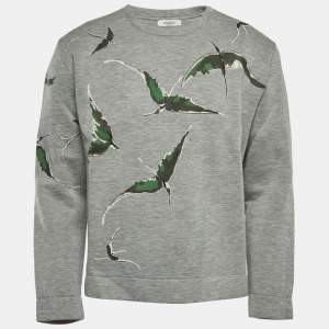 Valentino Grey Graphic Print Modal Crew Neck Sweater M