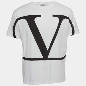 Valentino White V-Logo Print Cotton T-Shirt 2XL