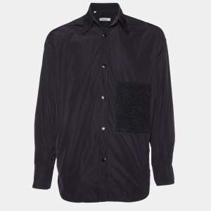 Valentino Black Lace Trim Pocket Synthetic Oversized Shirt S