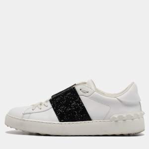 Valentino White Leather Rockstud Lace Up Sneakers Size 41