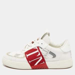 Valentino White/Red Canvas and Leather VL7N Low Top Sneakers Size 41