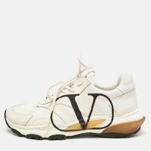 Valentino White Leather VLogo Lace Up Sneakers Size 42.5