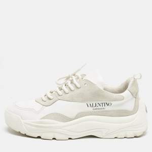 Valentino White Suede and Leather Gumboy Sneakers Size 42