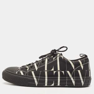 Valentino Black/White Canvas VLTN TIMES Giggies Lace Up Sneakers Size 42