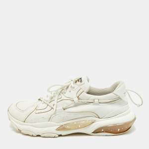 Valentino White Leather Bounce Lace Up Sneakers Size 43