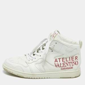 Valentino White Leather Atelier High Top Sneakers Size 43