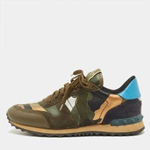 مملوكة مسبقًا Valentino Rockrunner Size 40 Multicolor Leather and Suede Lace Up Sneakers