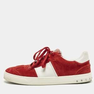 مملوكة مسبقًا Valentino Fly Crew Size 45 Red/White Suede and Leather Low Top Sneakers