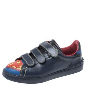 Pre Owned Valentino Blue/Red Leather Super H Low Top Sneakers Size 41