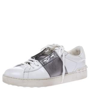 Valentino Two Tone Leather Open Sneakers Size 40