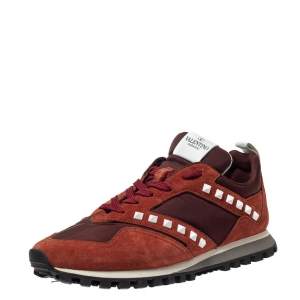 Valentino 2 Tone Suede And Canvas Rockstud Sneakers Size 41