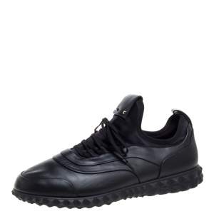 مملوكة مسبقًا حذاء رياضي فالنتينو بودي تيك جلد أسود ساتان عنق منخفض مقاس 43