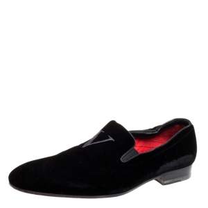 Valentino Black Velvet V Logo loafers Size 44
