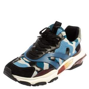 Pre Owned Valentino Multicolor Mesh And Suede Bounce Low Top Sneakers Size 43