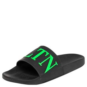 Valentino Black Rubber VLTN Pool Flat Slides Size 43