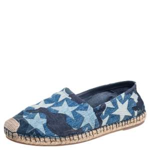 Valentino Blue Denim Stars Espadrille Flat Sandals Size 42