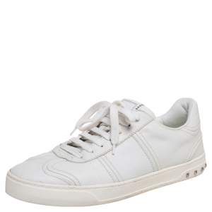 Valentino White Leather Fly Crew Low-Top Sneakers Size 41.5