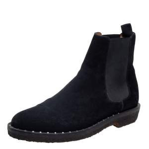 Valentino Black Suede Studded Chelsea Boots Size 41