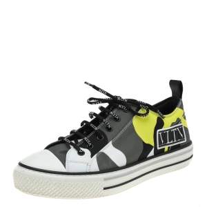 Valentino Multicolor Camouflage Print Canvas And Rubber Cap Toe Low Top Sneakers Size 40