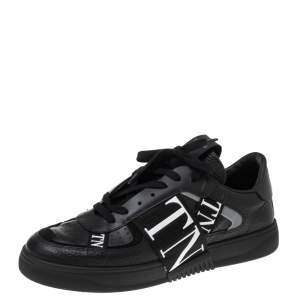 Valentino Black Leather VL7N Low-Top Sneakers Size 44.5