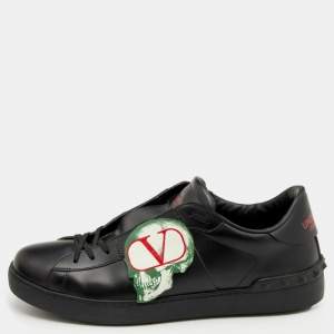 Valentino Black Leather Undercover Jun Takahashi Open Low Top Sneakers Size 45