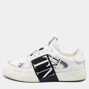 Valentino White/Black Leather And Suede VL7N Sneakers Size 40